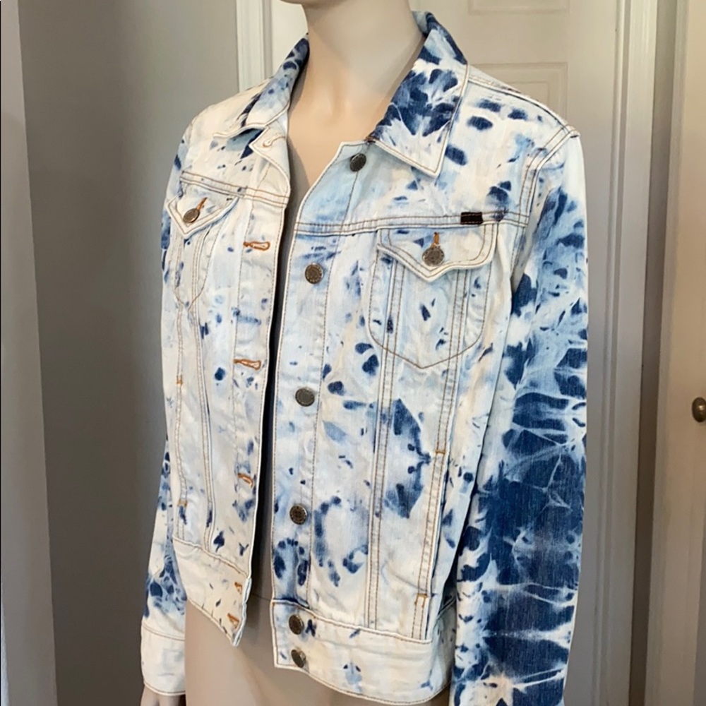 Lucky Brand Jean Jacket bleach-dyed jean jacket - Picture 1 of 9